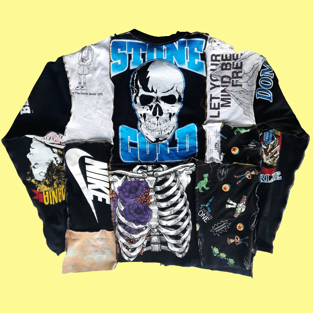 '𝘎𝘪𝘳𝘭𝘴 𝘎𝘪𝘳𝘭𝘴 𝘎𝘪𝘳𝘭𝘴' Patchwork Long Sleeve Shirt