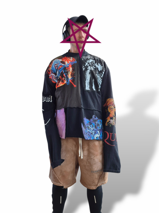 '𝘊𝘭𝘢𝘴𝘴𝘪𝘤 𝘙𝘰𝘤𝘬' Patchwork Long Sleeve Shirt