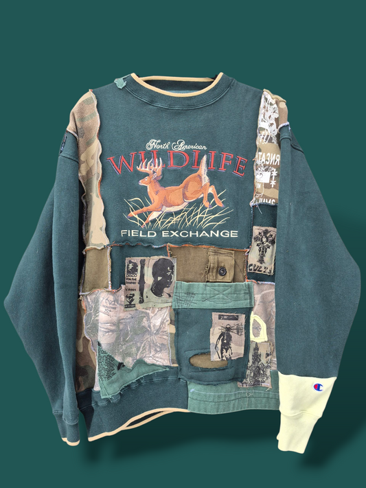 '𝘚𝘵𝘦𝘢𝘭𝘵𝘩 𝘪𝘯 𝘕𝘢𝘵𝘶𝘳𝘦' Patchwork Crewneck Sweater