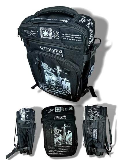 Black Patched Tech Backpack