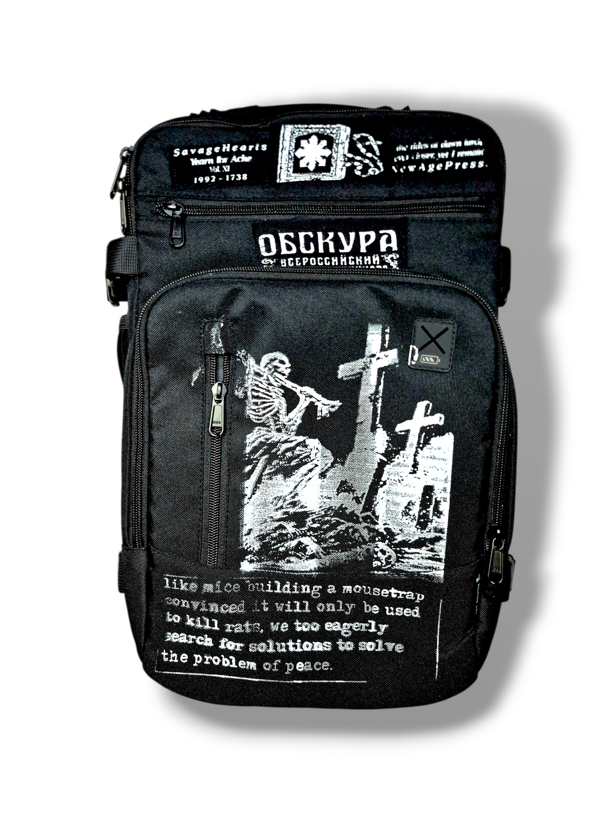 Black Patched Tech Backpack