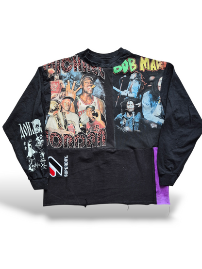 '𝘉𝘭𝘢𝘤𝘬 𝘐𝘤𝘰𝘯' Patchwork Long Sleeve Shirt
