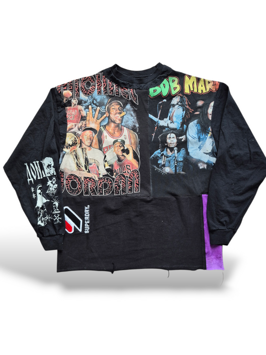 '𝘉𝘭𝘢𝘤𝘬 𝘐𝘤𝘰𝘯' Patchwork Long Sleeve Shirt