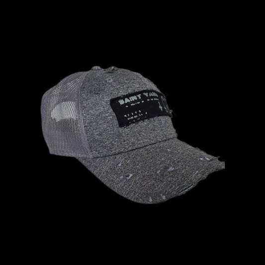 '𝘎𝘳𝘦𝘺𝘴𝘤𝘢𝘭𝘦' Distressed Trucker Hat with Slidelock Buckle