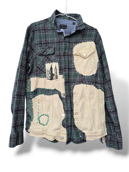 '𝘖𝘱𝘢𝘭' Deconstructed Flannel & Denim Jacket